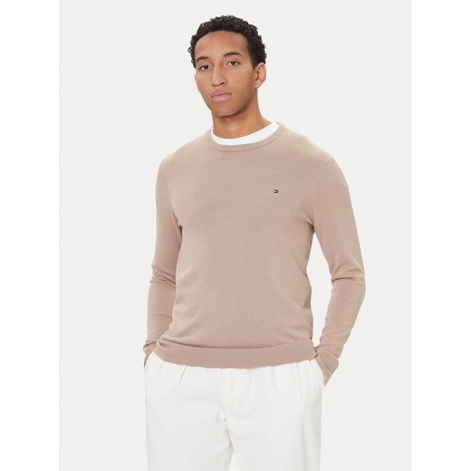 Tommy Hilfiger Sweter Essential Ssnl MW0MW39999 Beżowy Regular Fit ze sklepu MODIVO w kategorii Swetry męskie - zdjęcie 186323131