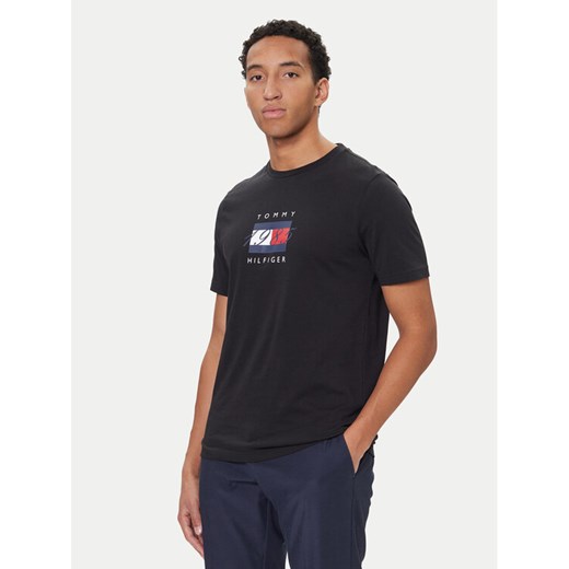 Tommy Hilfiger T-Shirt Linear Flag MW0MW41338 Czarny Regular Fit ze sklepu MODIVO w kategorii T-shirty męskie - zdjęcie 186323224