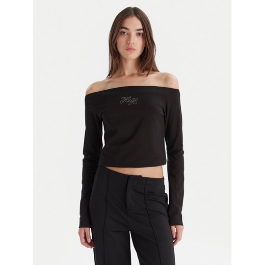HUGO Bluzka Dolder 50546931 Czarny Slim Fit ze sklepu MODIVO w kategorii Bluzki damskie - zdjęcie 186323243
