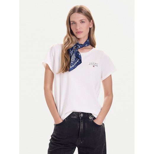 Tommy Hilfiger T-Shirt UW0UW04525 Beżowy Relaxed Fit ze sklepu MODIVO w kategorii Bluzki damskie - zdjęcie 186323332