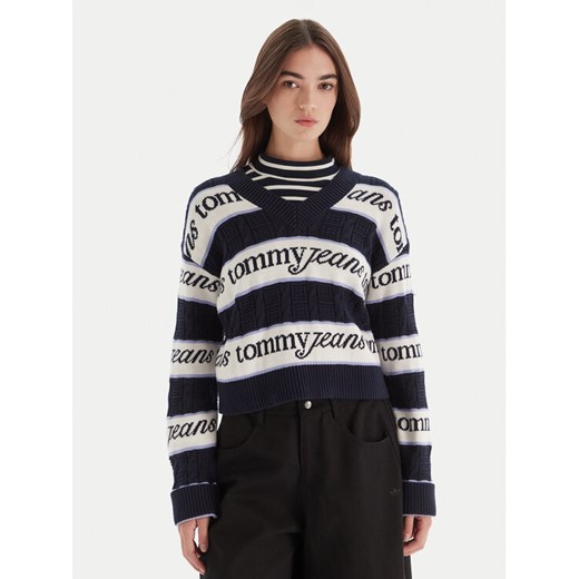 Tommy Jeans Sweter DW0DW21682 Granatowy Regular Fit ze sklepu MODIVO w kategorii Swetry damskie - zdjęcie 186323360