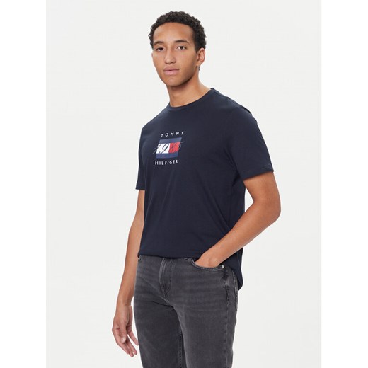 Tommy Hilfiger T-Shirt Linear Flag MW0MW41338 Granatowy Regular Fit ze sklepu MODIVO w kategorii T-shirty męskie - zdjęcie 186323410