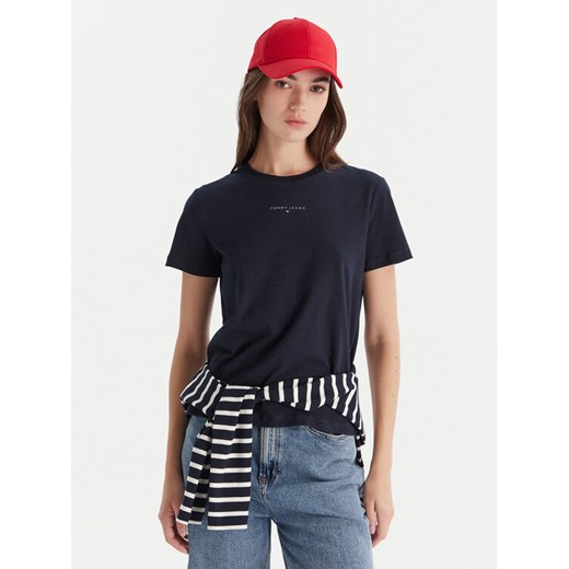Tommy Jeans T-Shirt Linear DW0DW21964 Granatowy Regular Fit ze sklepu MODIVO w kategorii Bluzki damskie - zdjęcie 186323461