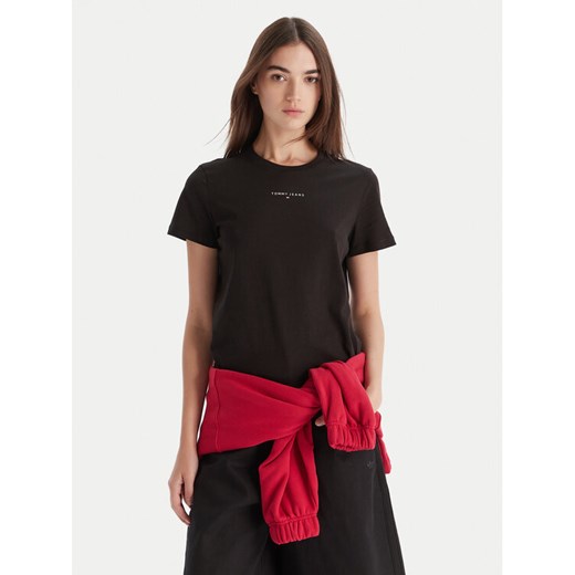 Tommy Jeans T-Shirt Linear DW0DW21964 Czarny Regular Fit ze sklepu MODIVO w kategorii Bluzki damskie - zdjęcie 186323523