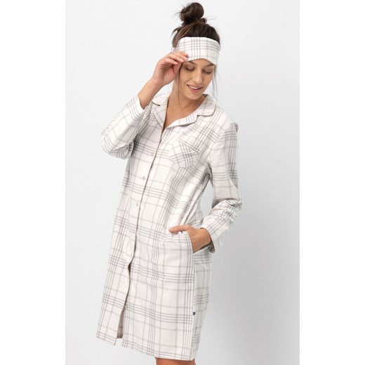 Rozpinana koszula nocna LND 401, Kolor jasnoróżowo-szary, Rozmiar S, Key ze sklepu Primodo w kategorii Koszule nocne - zdjęcie 186325804