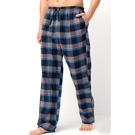 Flanelowe spodnie męskie w kratę MHT 431, Kolor granatowy-kratka, Rozmiar M, Key ze sklepu Primodo w kategorii Spodnie męskie - zdjęcie 186325872