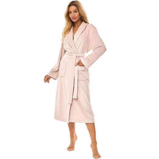 Długi szlafrok damski angora 2510 Aura, Kolor beżowy, Rozmiar M, L&amp;L ze sklepu Primodo w kategorii Szlafroki damskie - zdjęcie 186325920