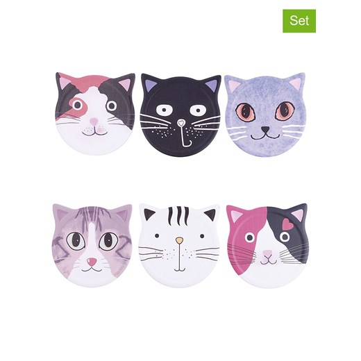 Villa d´Este Podkładki (6 szt.) "Coloured Cat" ze wzorem - Ø 10,5 cm Villa D´este onesize okazja Limango Polska