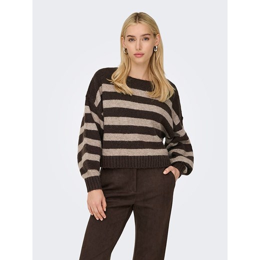 ONLY Sweter w kolorze ciemnobrązowo-beżowym ze sklepu Limango Polska w kategorii Swetry damskie - zdjęcie 186327134