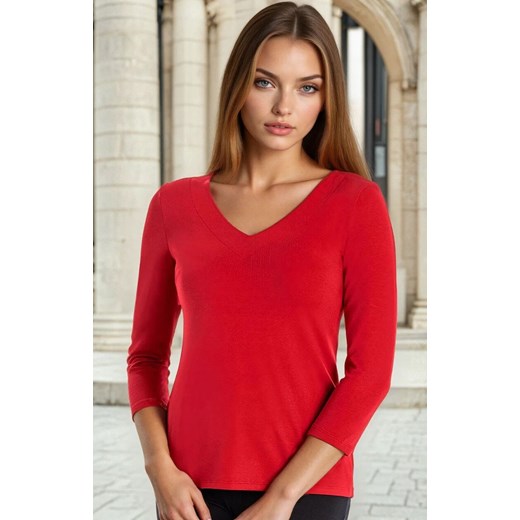 Wiskozowa bluzka damska z długim rękawem czerwona Ivy 179241, Kolor czerwony, Rozmiar L, Teyli ze sklepu Intymna w kategorii Bluzki damskie - zdjęcie 186327273