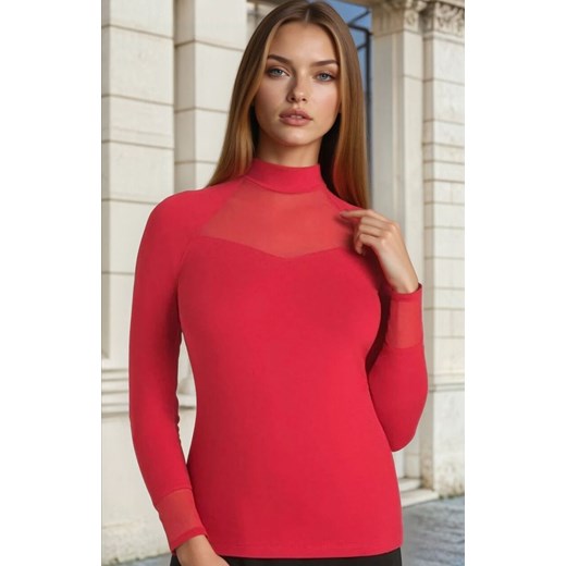 Czerwona bluzka z golfem damska Mila 179243, Kolor czerwony, Rozmiar 3XL, Teyli ze sklepu Intymna w kategorii Bluzki damskie - zdjęcie 186327312
