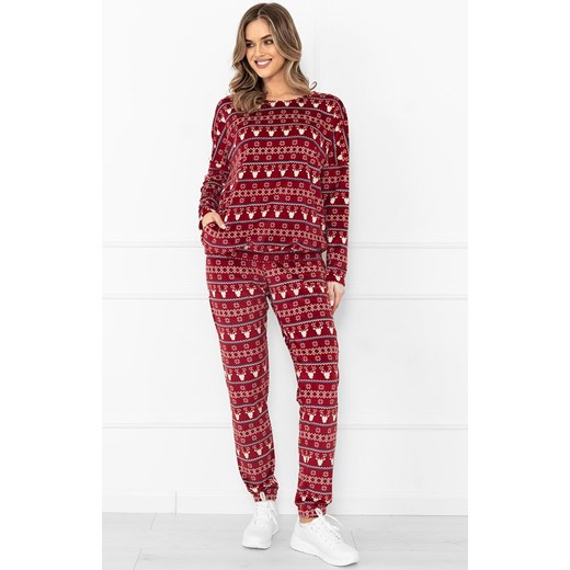 Świąteczna piżama damska bordowa Navara, Kolor bordowy-wzór, Rozmiar S, Italian Fashion ze sklepu Intymna w kategorii Piżamy damskie - zdjęcie 186327391
