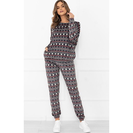 Świąteczna piżama damska grafitowa Navara, Kolor grafitowy-wzór, Rozmiar S, Italian Fashion ze sklepu Intymna w kategorii Piżamy damskie - zdjęcie 186327393