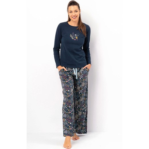 Bawełniana piżama damska LNS 571, Kolor granatowy-wzór, Rozmiar S, Key ze sklepu Intymna w kategorii Piżamy damskie - zdjęcie 186327484