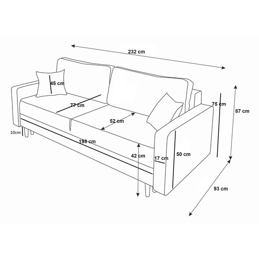 Szara welurowa sofa rozkładana z pojemnikiem N6-H25 Elior Edinos.pl
