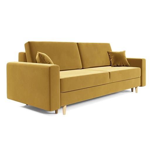 Musztardowa welurowa sofa rozkładana W2-C37 ze sklepu Edinos.pl w kategorii Sofy i kanapy - zdjęcie 186327793
