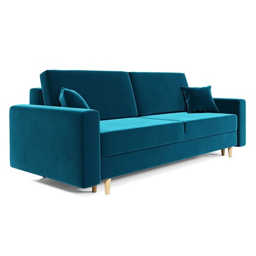 Niebieska welurowa sofa z pojemnikiem i funkcją spania G4-L92 ze sklepu Edinos.pl w kategorii Sofy i kanapy - zdjęcie 186327803