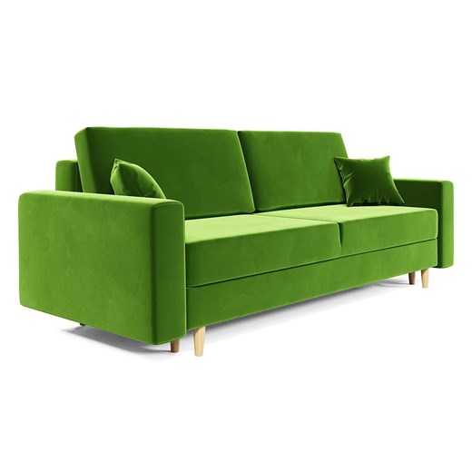 Zielona sofa welurowa z pojemnikiem i funkcją spania F6-F03 ze sklepu Edinos.pl w kategorii Sofy i kanapy - zdjęcie 186327811