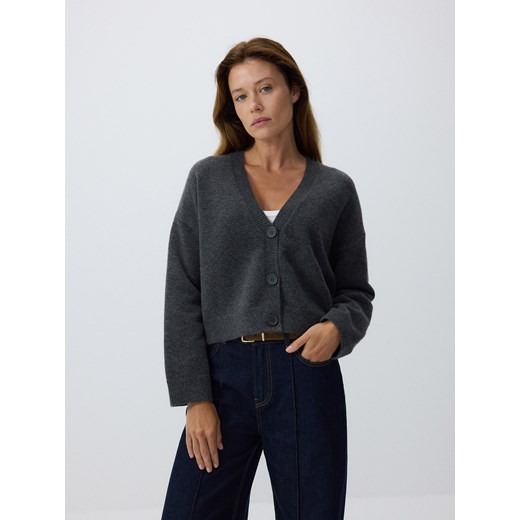 Reserved - Kardigan z domieszką wełny - ciemnoszary Reserved L okazja Reserved