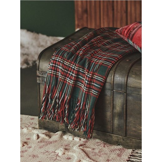 Sinsay - Koc w kratę z frędzlami - zielony ze sklepu Sinsay w kategorii Koce i pledy - zdjęcie 186331514