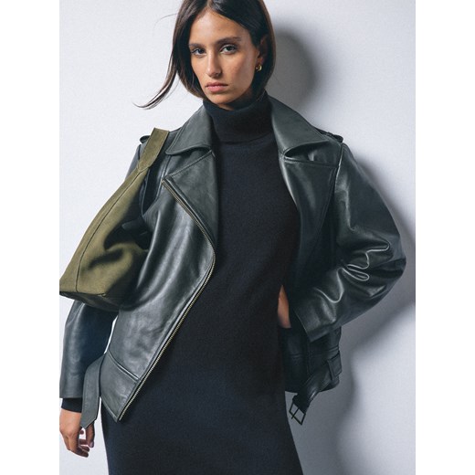 Mohito - Kurtka skórzana - ciemny zielony ze sklepu Mohito w kategorii Kurtki damskie - zdjęcie 186332594