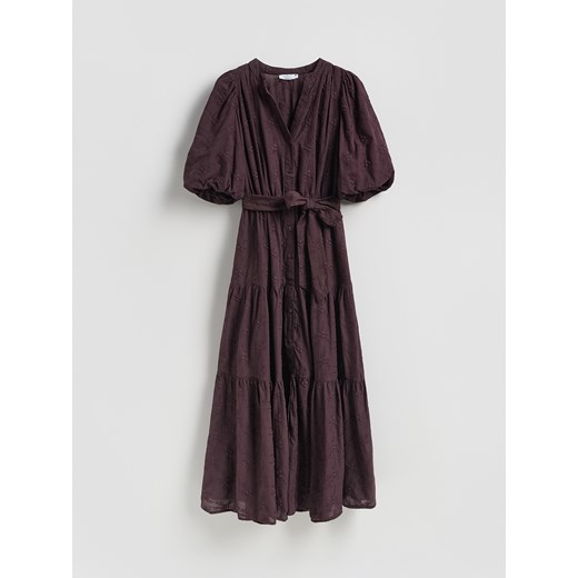 Reserved - Sukienka maxi z haftem - bordowy ze sklepu Reserved w kategorii Sukienki - zdjęcie 186333063