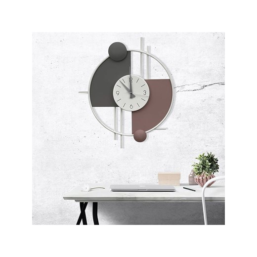 ABERTO DESIGN Zegar ścienny w kolorze szaro-jasnobrązowym - 55 x 65 cm ze sklepu Limango Polska w kategorii Zegary - zdjęcie 186335080
