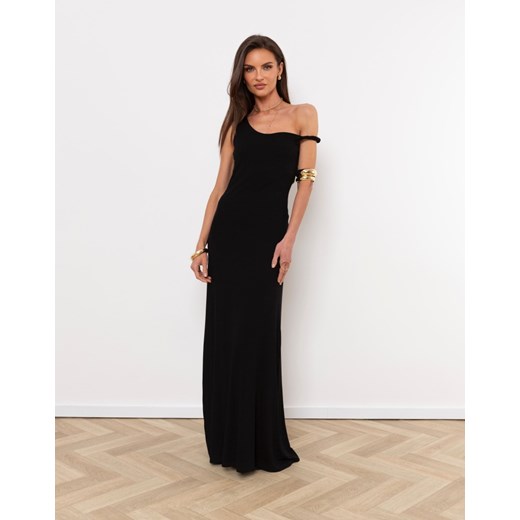 FORSETI Sukienka Luna Na Jedno Ramię z Dzianiny Czarna  , Rozmiar: XS ze sklepu forseti.net.pl w kategorii Sukienki - zdjęcie 186336160