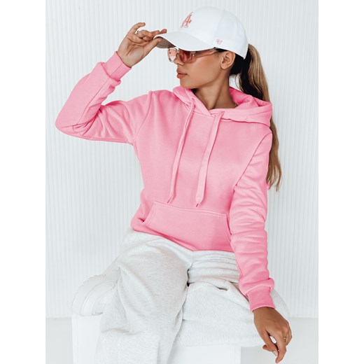 Bluza damska BASIC z kapturem różowa BY0174 ze sklepu DSTREET.PL w kategorii Bluzy damskie - zdjęcie 186337863