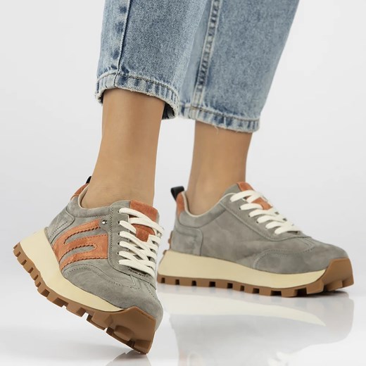 Sneakersy damskie - Filippo DP6743/25, khaki, sznurowane ze sklepu ulubioneobuwie w kategorii Buty sportowe damskie - zdjęcie 186337952