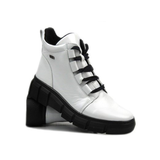 Skórzane botki damskie HELIOS KOMFORT 523, białe ze sklepu ulubioneobuwie w kategorii Botki - zdjęcie 186337962