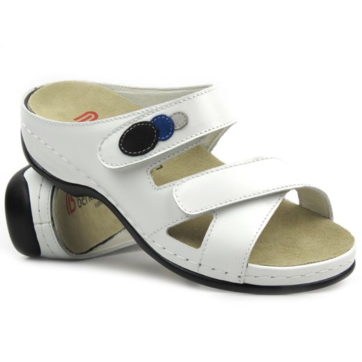 Klapki damskie zapinane na rzep - BERKEMANN 01023-101, białe ze sklepu ulubioneobuwie w kategorii Klapki damskie - zdjęcie 186338084