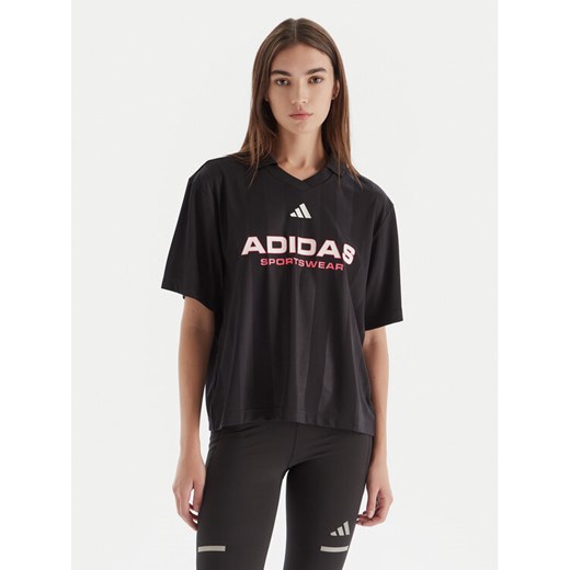 adidas Polo Tiro JN2749 Czarny Loose Fit ze sklepu MODIVO w kategorii Bluzki damskie - zdjęcie 186338764