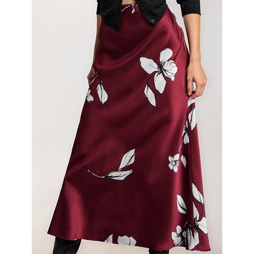 Sinsay - Satynowa spódnica midi w kwiaty - wielobarwny Sinsay M Sinsay