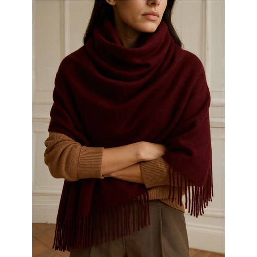 Sinsay - Gładki szalik z frędzlami - czerwony Sinsay One Size Sinsay