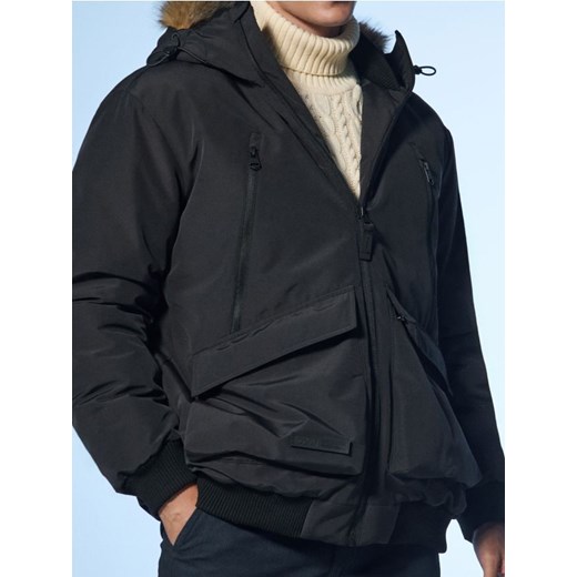 Sinsay - Ocieplana kurtka bomberka z kapturem - szary ze sklepu Sinsay w kategorii Kurtki męskie - zdjęcie 186343000