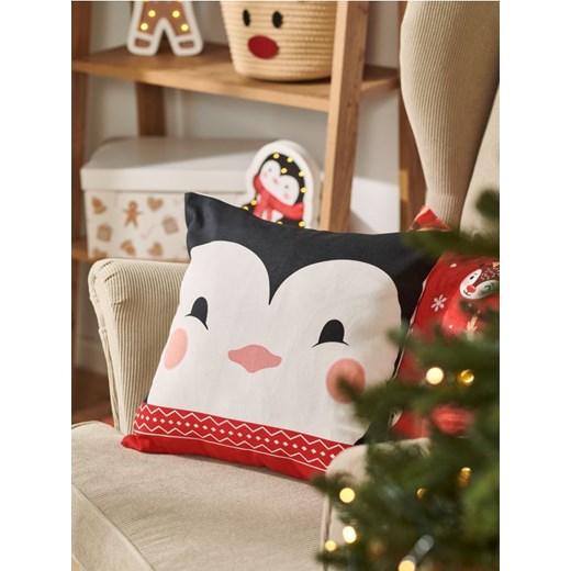 Sinsay - Bawełniana poszewka na poduszkę z motywem świątecznym - czarny ze sklepu Sinsay w kategorii Poszewki na poduszki - zdjęcie 186343004