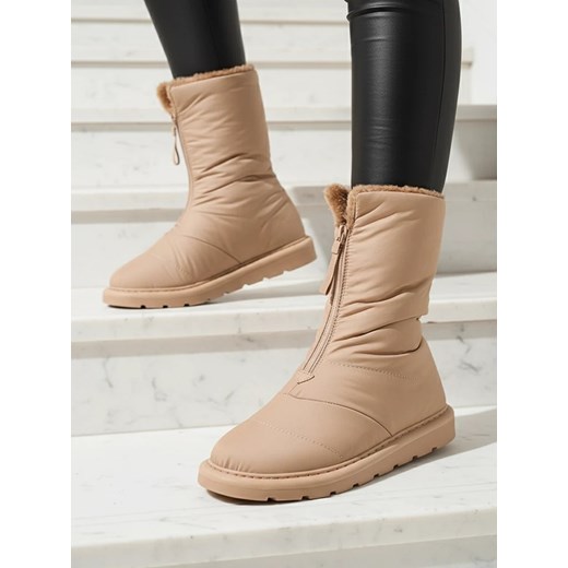 Buty damskie Elysium w jasnym brązie na zimę ze sklepu royalfashion.pl w kategorii Śniegowce damskie - zdjęcie 186343174
