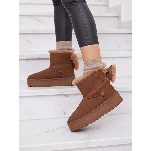 Royalfashion Buty a'la śniegowce damskie w kolorze brązowym Goroggo ze sklepu royalfashion.pl w kategorii Śniegowce damskie - zdjęcie 186343210