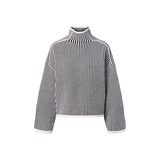 EDITED Damski sweter z dzianiny - Nohea Kobiety czarny w paski ze sklepu vangraaf w kategorii Swetry damskie - zdjęcie 186343371