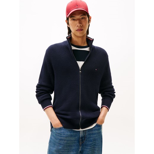 Tommy Hilfiger Męski kardigan Mężczyźni Bawełna granatowy jednolity ze sklepu vangraaf w kategorii Swetry męskie - zdjęcie 186343391