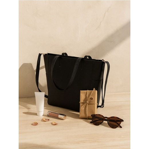 Sinsay - Torebka shopper z imitacji skóry - czarny ze sklepu Sinsay w kategorii Torby Shopper bag - zdjęcie 186344224