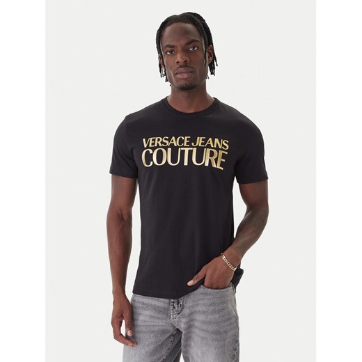 Versace Jeans Couture T-Shirt 79GAHT05 CJ00T Czarny Regular Fit ze sklepu MODIVO w kategorii T-shirty męskie - zdjęcie 186345751