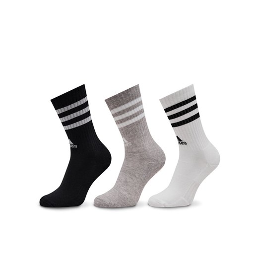 adidas Skarpety długie 3-Stripes Cushioned Crew Socks 3 Pairs IC1323 Szary ze sklepu MODIVO w kategorii Skarpetki damskie - zdjęcie 186345794