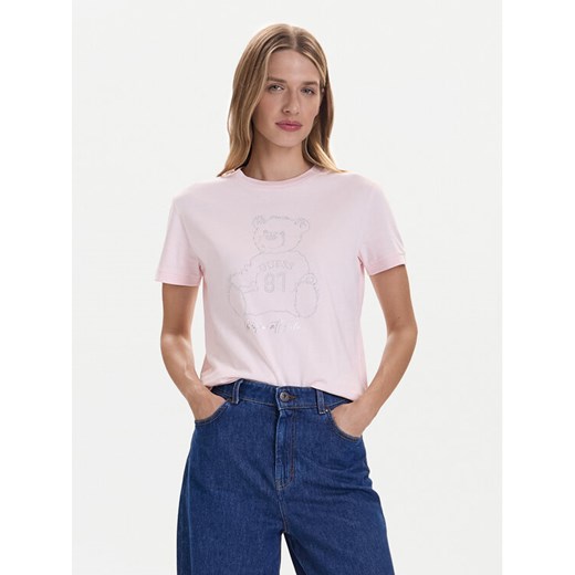 Guess T-Shirt V5BI16 K8FQ4 Różowy Regular Fit ze sklepu MODIVO w kategorii Bluzki damskie - zdjęcie 186349334