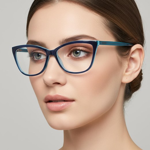 Okulary oprawki optyczne zerówki korekcyjne kocie oczy Sunoptic CP115B niebieskie ze sklepu Stylion w kategorii Okulary korekcyjne damskie - zdjęcie 186349714