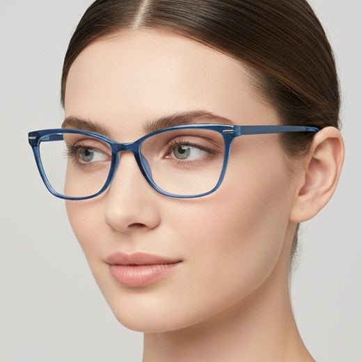 Damskie okulary optyczne zerówki kocie oczy Sunoptic CP118B granatowe ze sklepu Stylion w kategorii Okulary korekcyjne damskie - zdjęcie 186349720