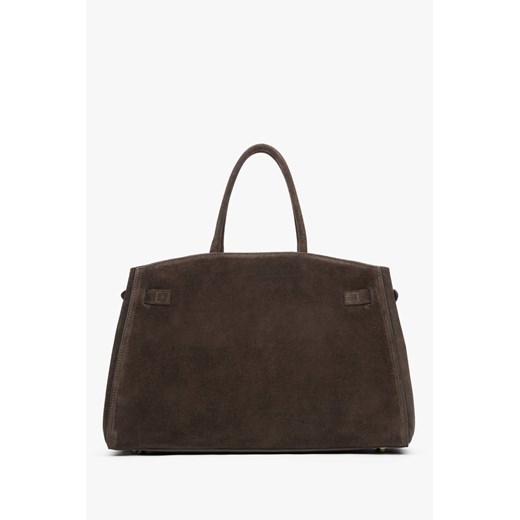 Estro: Elegancka ciemnobrązowa torebka typu tote z włoskiego weluru naturalnego Estro One Size Estro