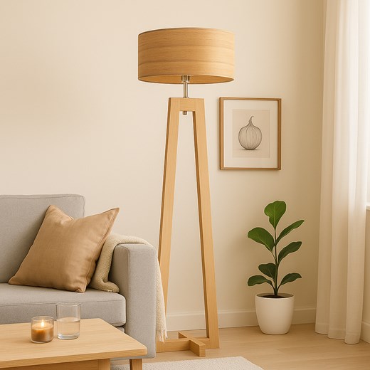 Drewniana lampa stojąca do czytania BALI ECO w stylu skandynawskim ze sklepu Lysne w kategorii Lampy podłogowe - zdjęcie 186350134