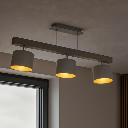 Drewniana 3 punktowa lampa sufitowa w stylu skandynawskim HOLLYWOOD GOLD - id: 8954 - marki Ciekot Partners Sp. Z O. O. - 186350212 Drewniana 3 punktowa lampa sufitowa w stylu skandynawskim HOLLYWOOD GOLD ze sklepu Lysne w kategorii Lampy wiszące - zdjęcie 186350212